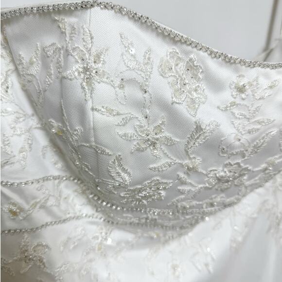 Galina Womens Satin Tulle Wedding Dress Strapless Button Back 12 - Picture 3 of 12